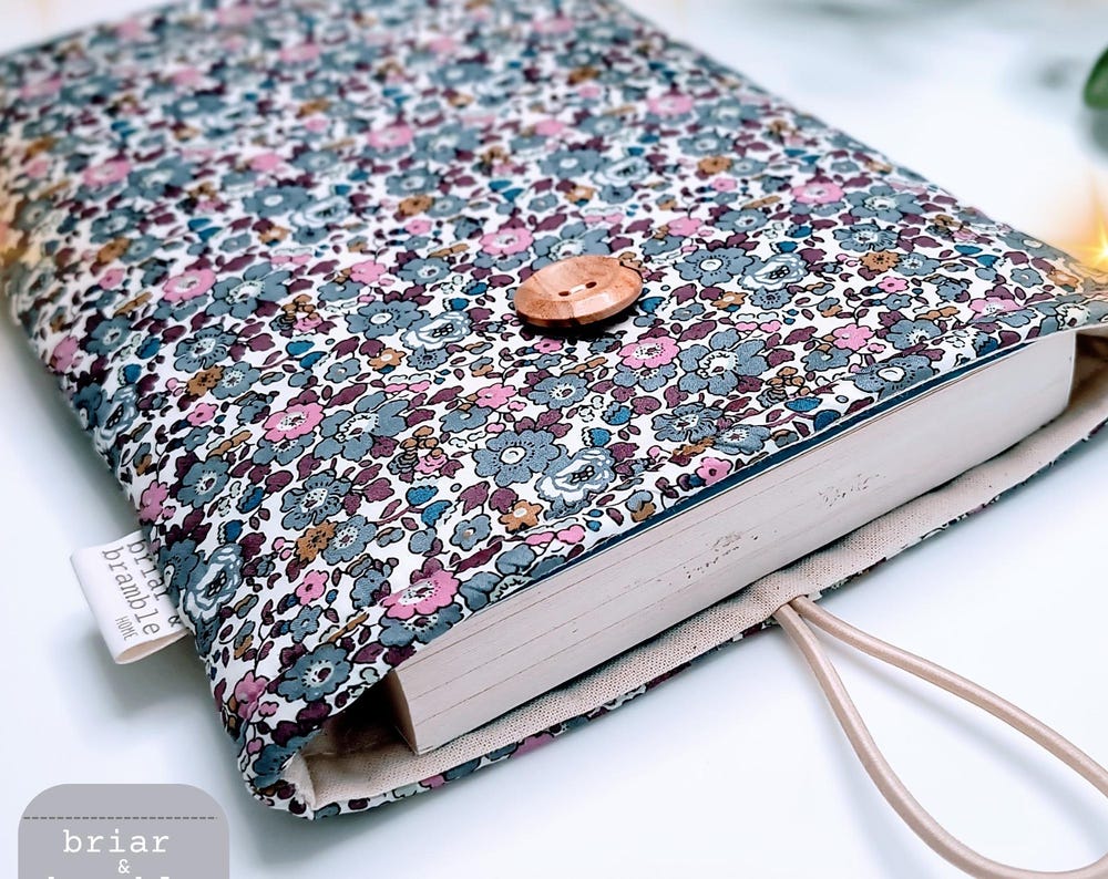 Liberty Print Book Sleeve: Grey Floral Reading Cover