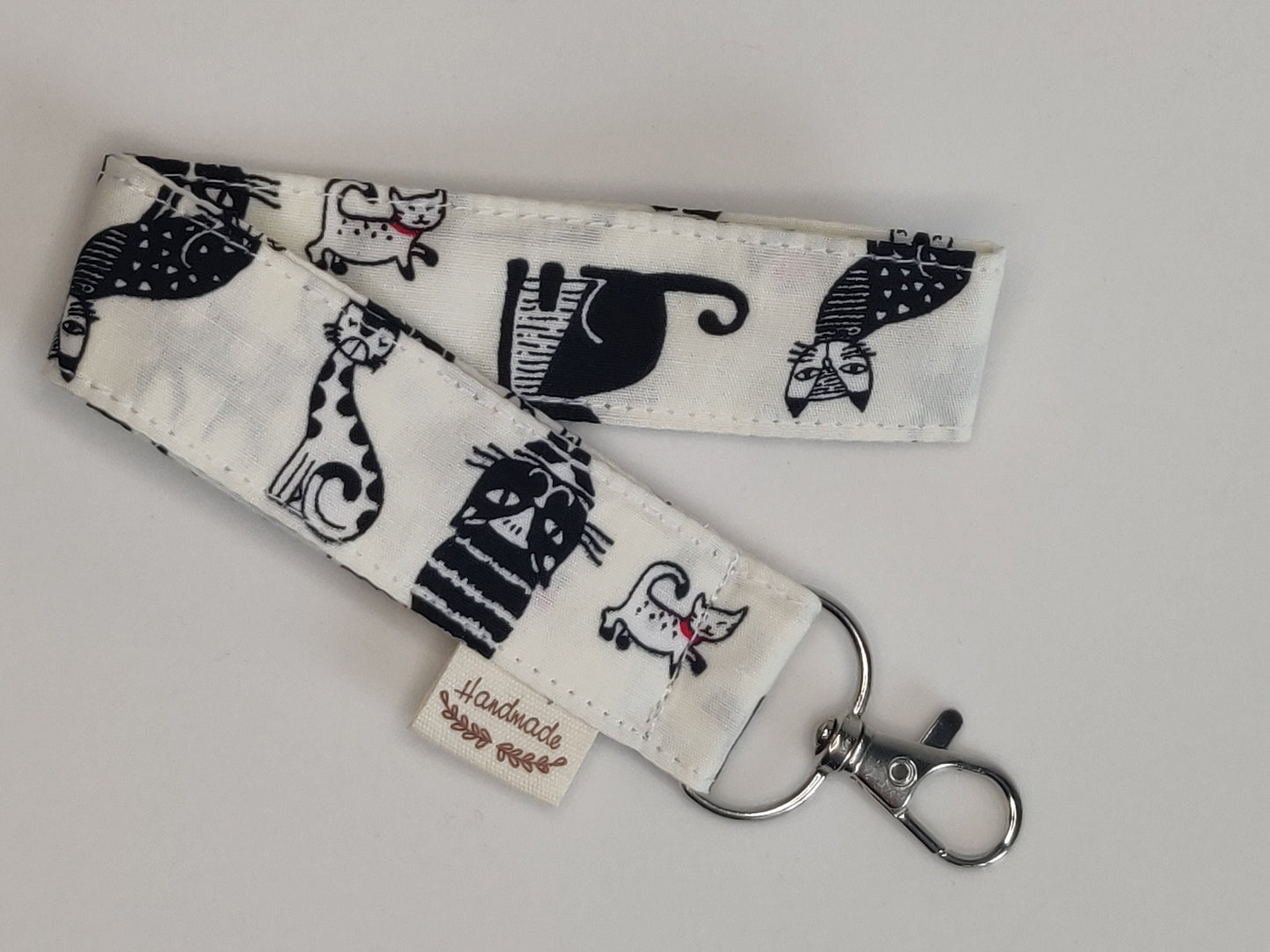 Floral Cotton Wristlet Keychain: Silver Swivel Clasp Keyring