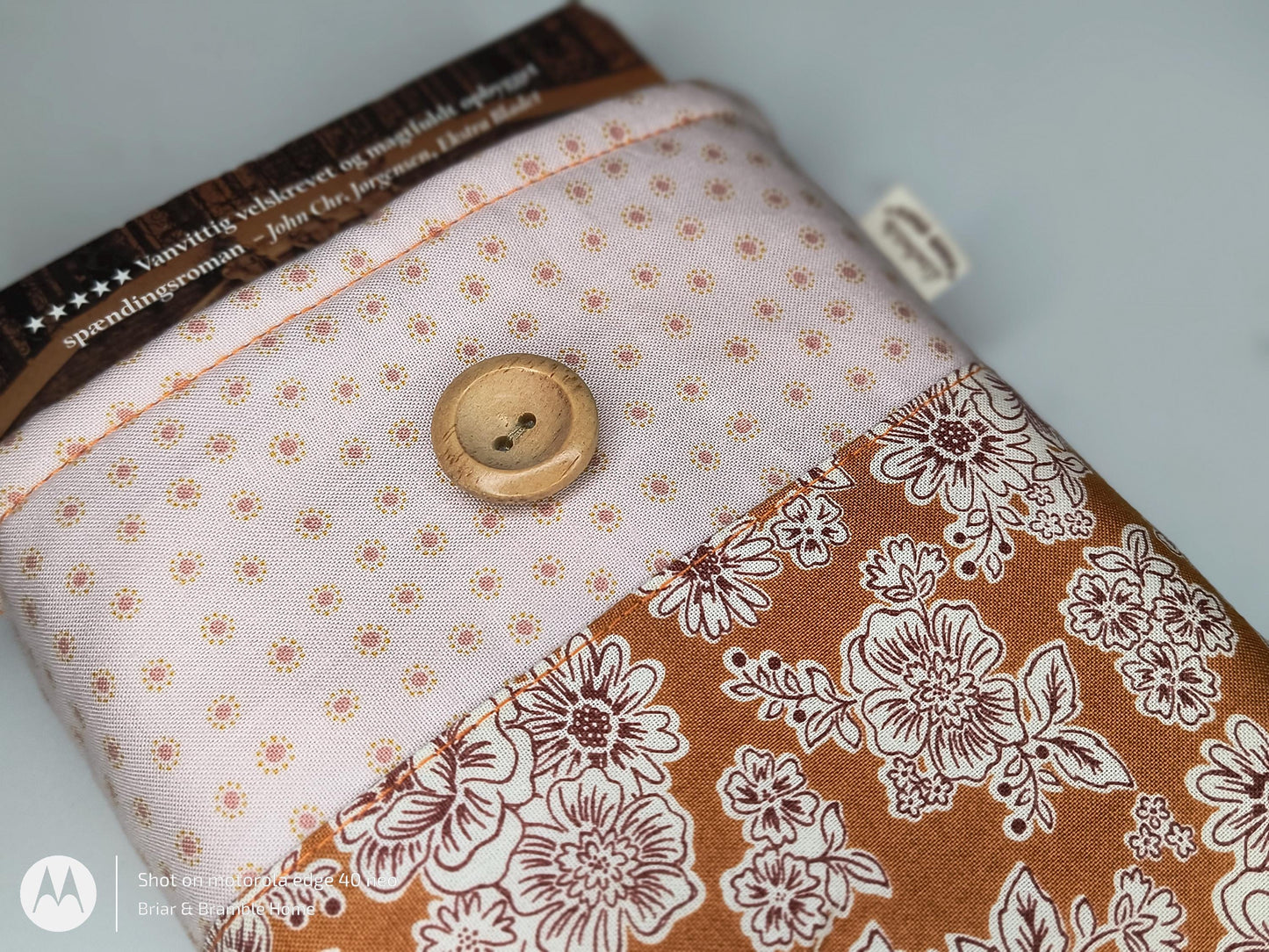 Peach Fuzz Floral Padded Book Sleeve: Cotton Kindle Cover
