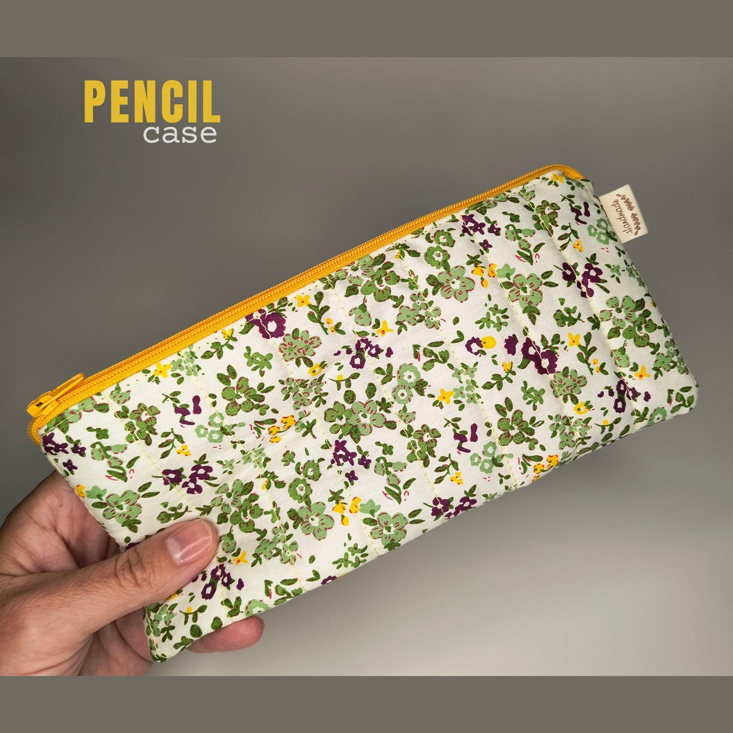 Floral Print Pencil Case: Quilted Cotton Zipper Pouch
