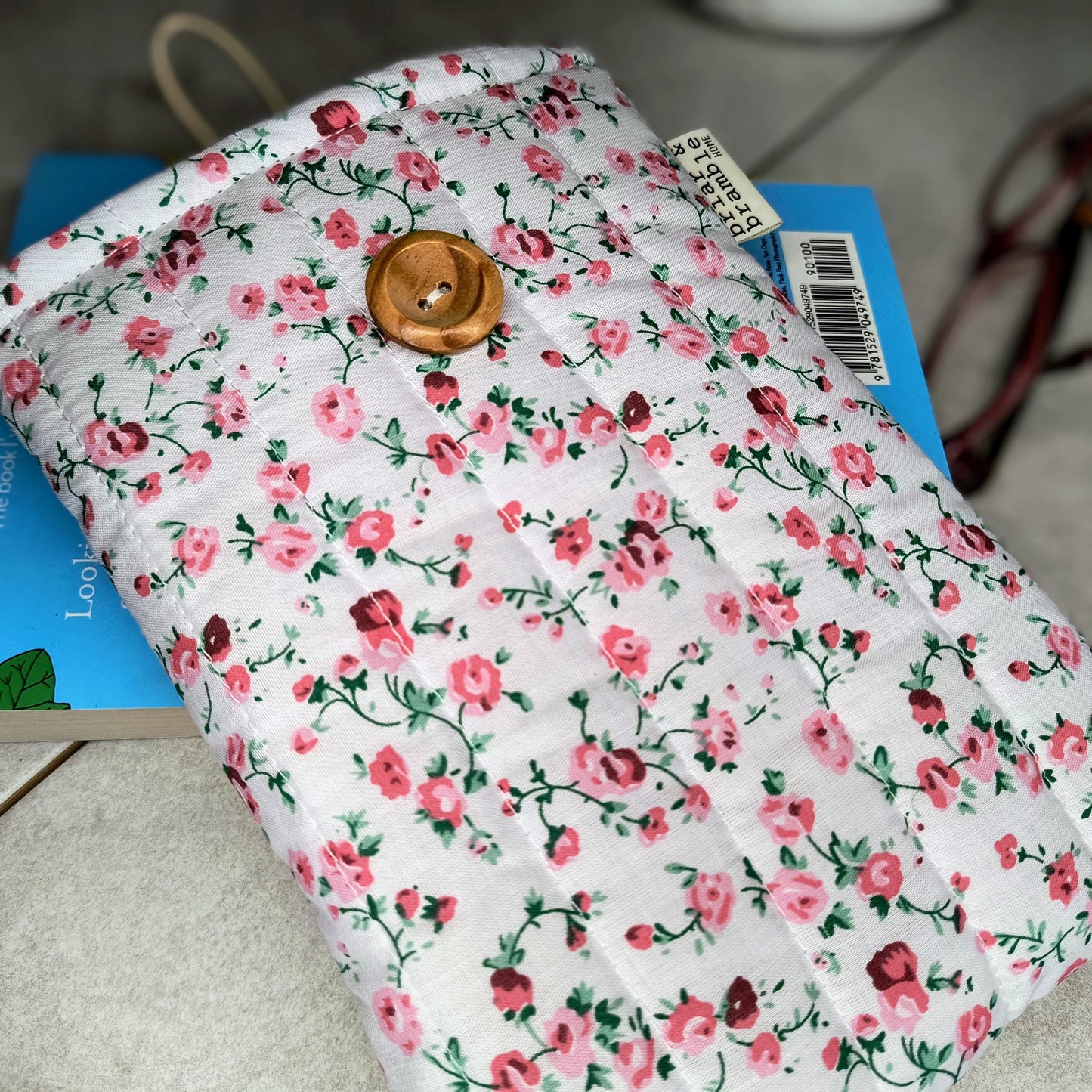 Quilted Kindle Sleeve: Pink Rose eReader Pouch