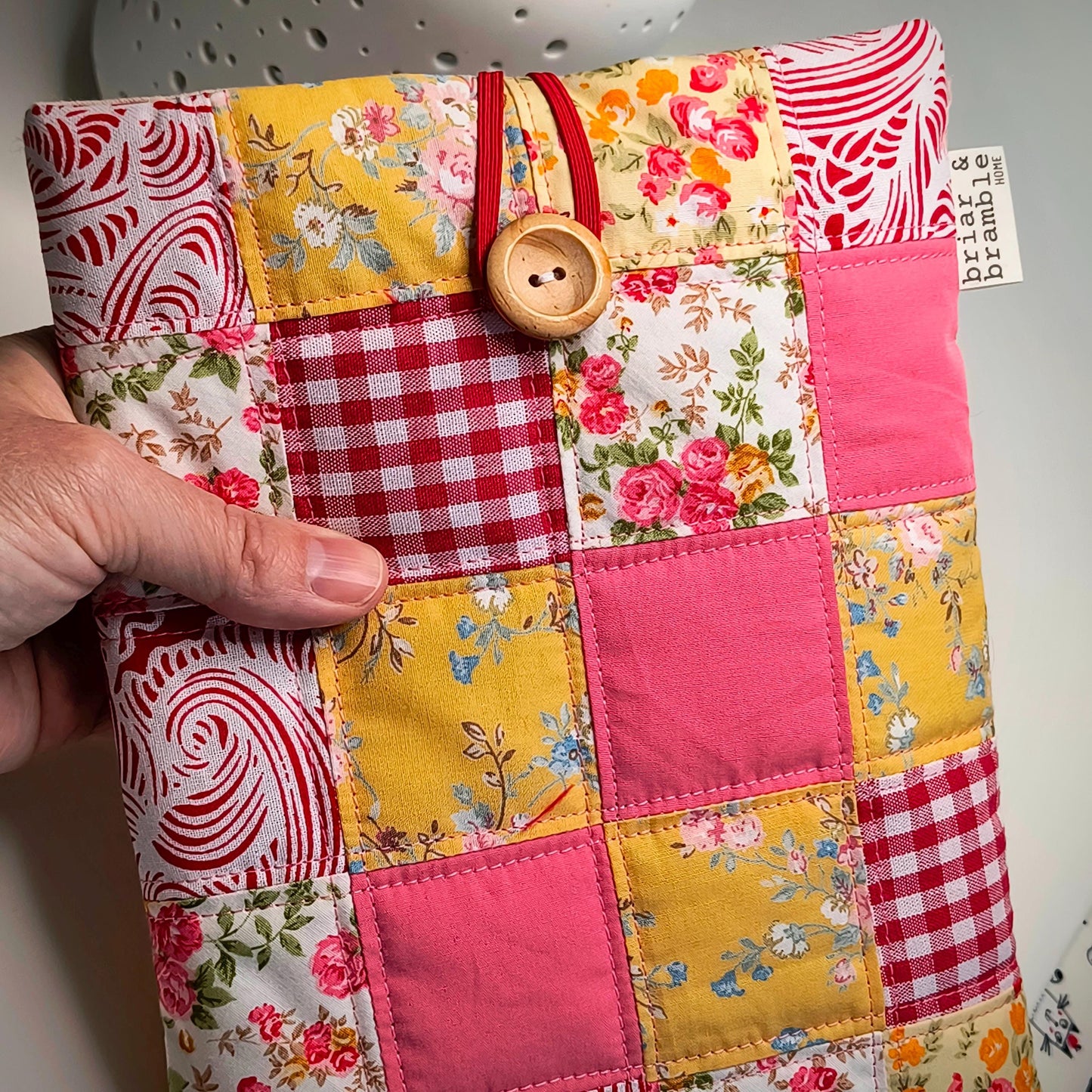 Patchwork Quilted Booksleeve: Handmade Cotton Padded Kindle Cover