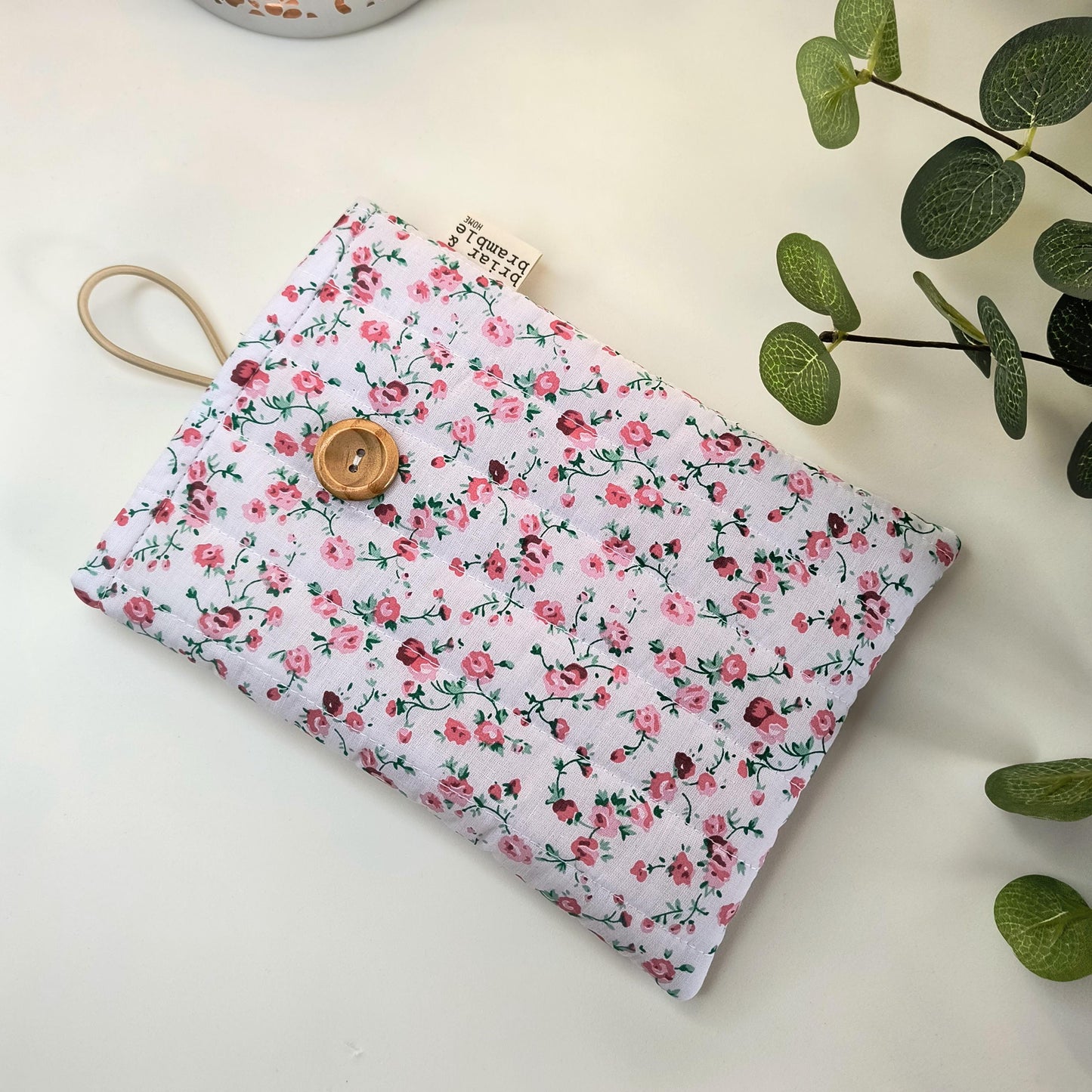 Quilted Kindle Sleeve: Pink Rose eReader Pouch