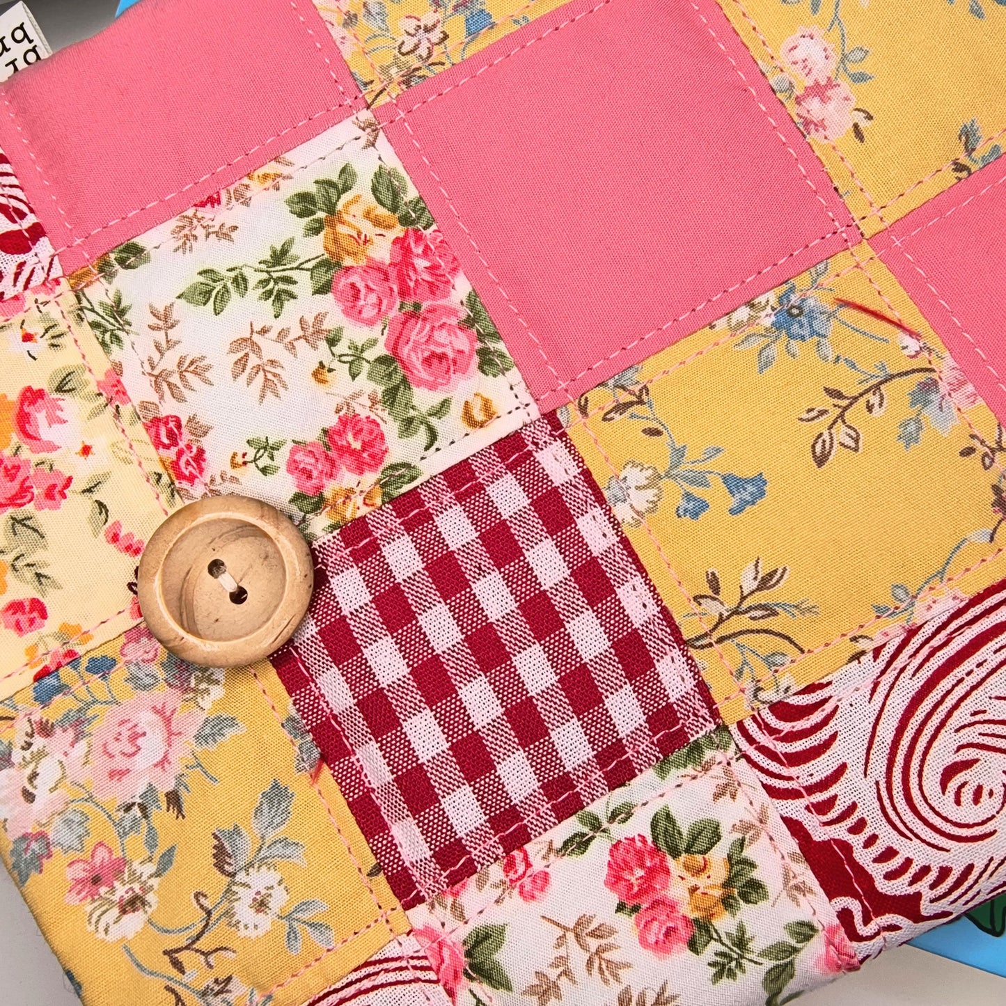 Patchwork Quilted Booksleeve: Handmade Cotton Padded Kindle Cover