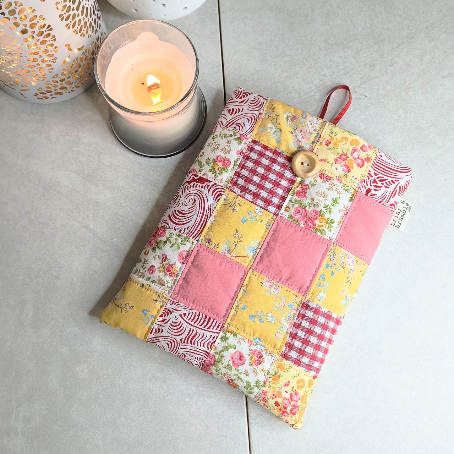 Patchwork Quilted Booksleeve: Handmade Cotton Padded Kindle Cover