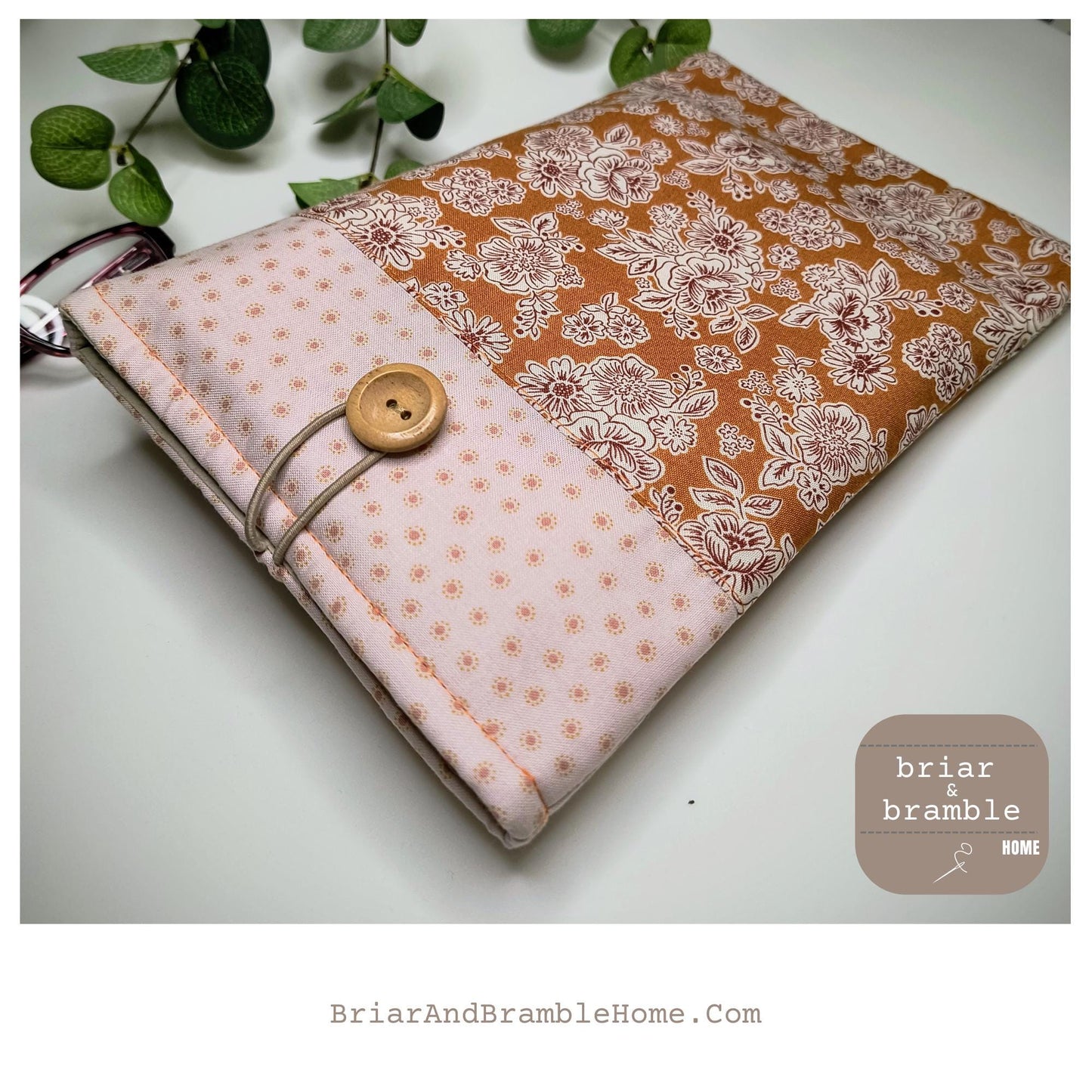 Peach Fuzz Floral Padded Book Sleeve: Cotton Kindle Cover