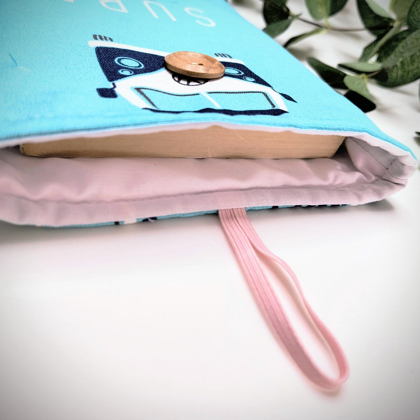 Camper Van Book Sleeve: Surfs Up Kindle Cover, Handmade Cotton Pouch
