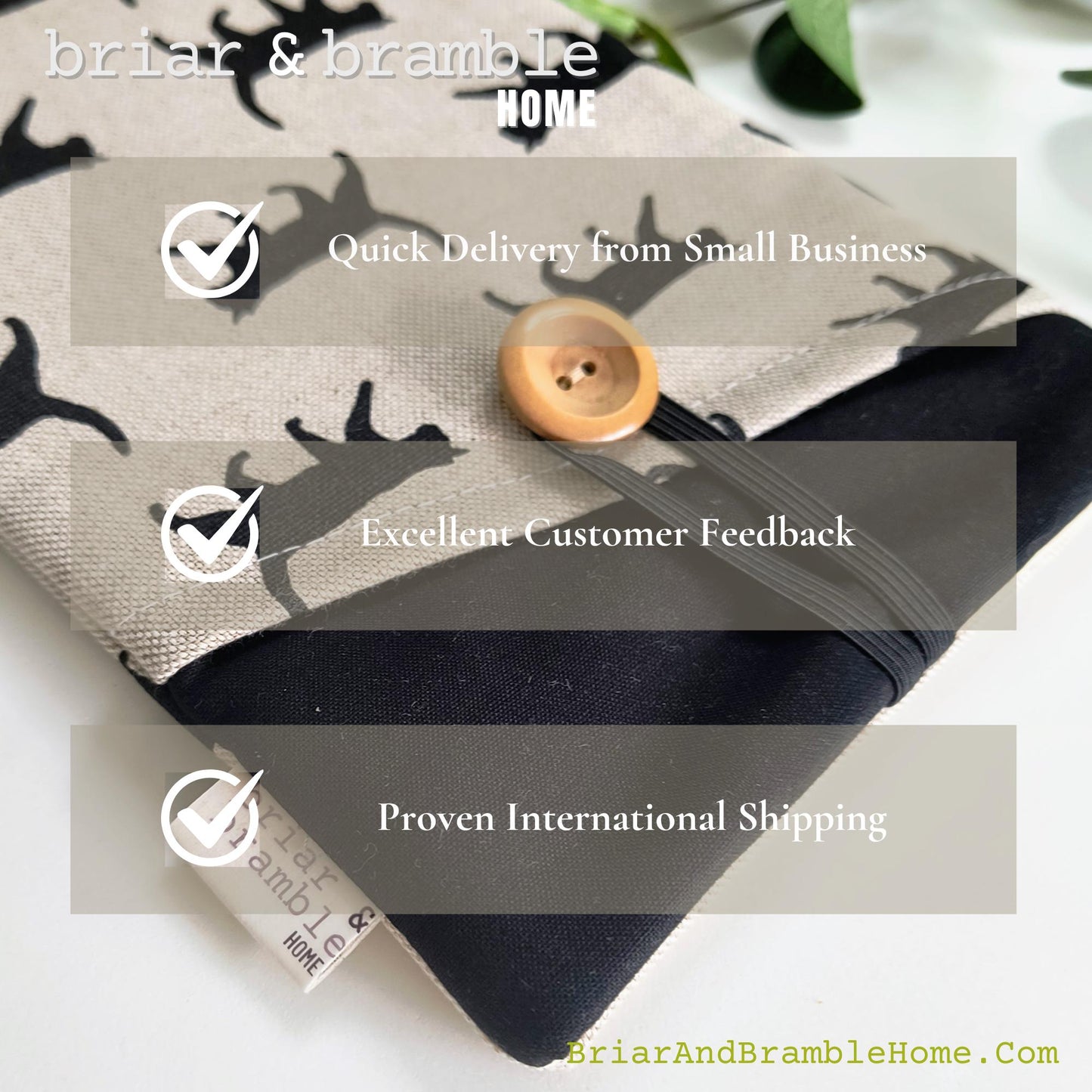 Cat Print Kindle Cover: Padded Cotton eReader Sleeve