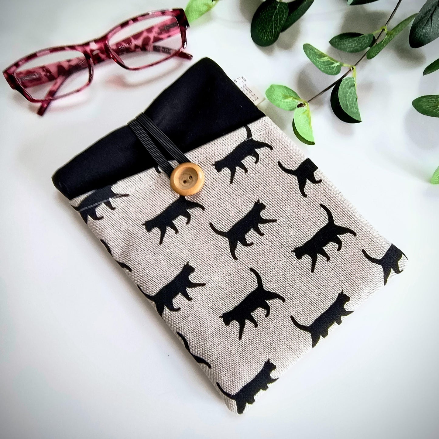 Cat Print Kindle Cover: Padded Cotton eReader Sleeve