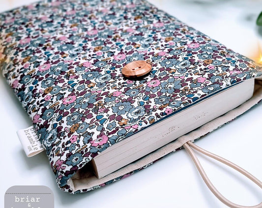 Liberty Print Book Sleeve: Grey Floral Reading Cover