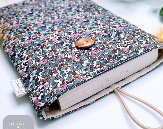 Liberty Print Book Sleeve: Grey Floral Reading Cover