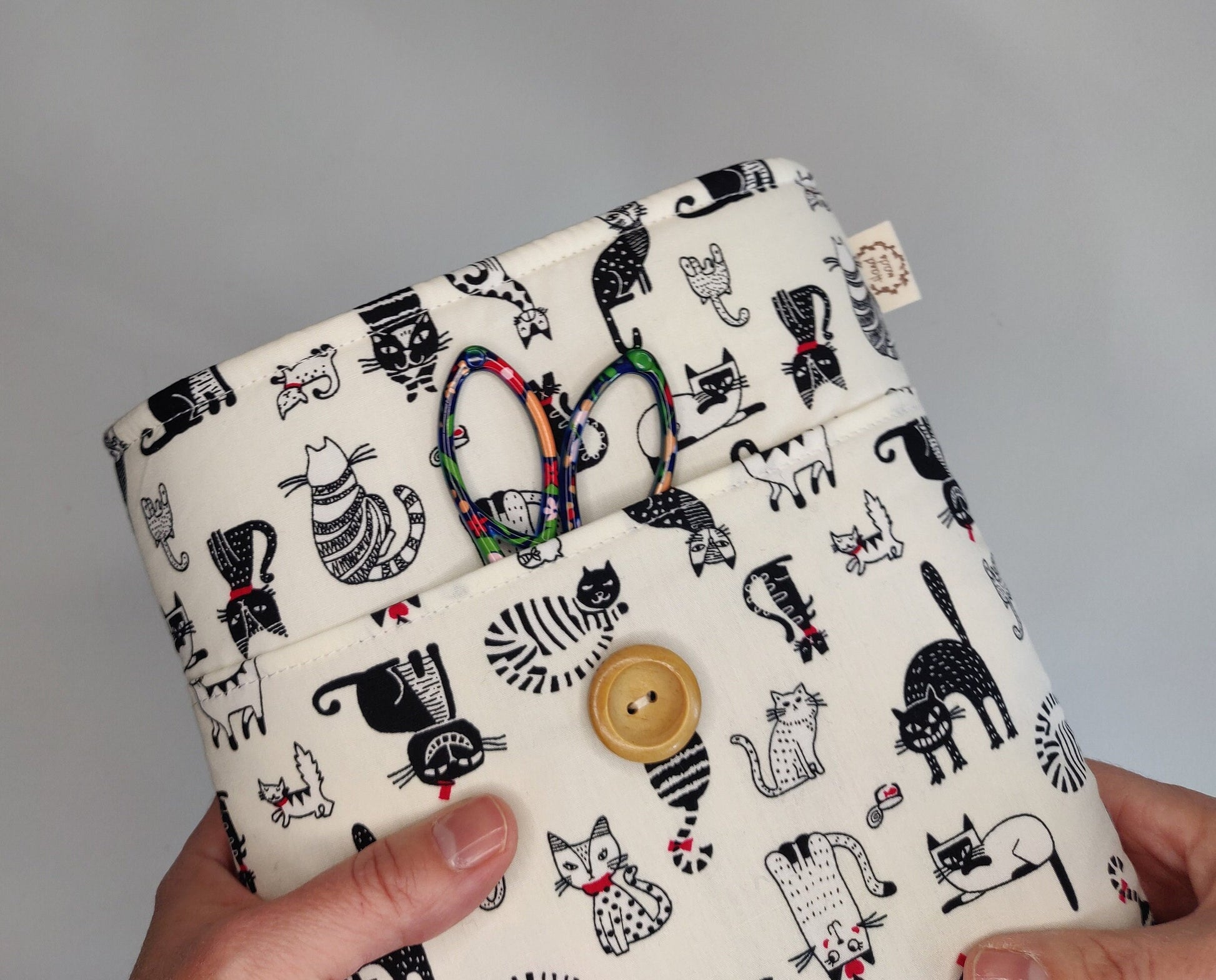 Cat Book Sleeve with Pocket: Padded Kindle Cover, Bookworm Gift