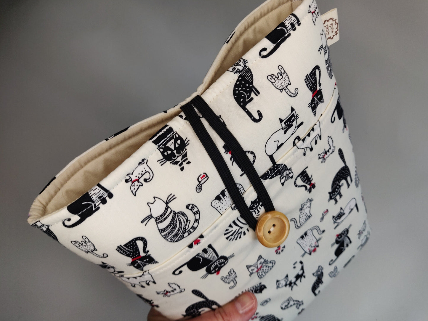 Cat Book Sleeve with Pocket: Padded Kindle Cover, Bookworm Gift