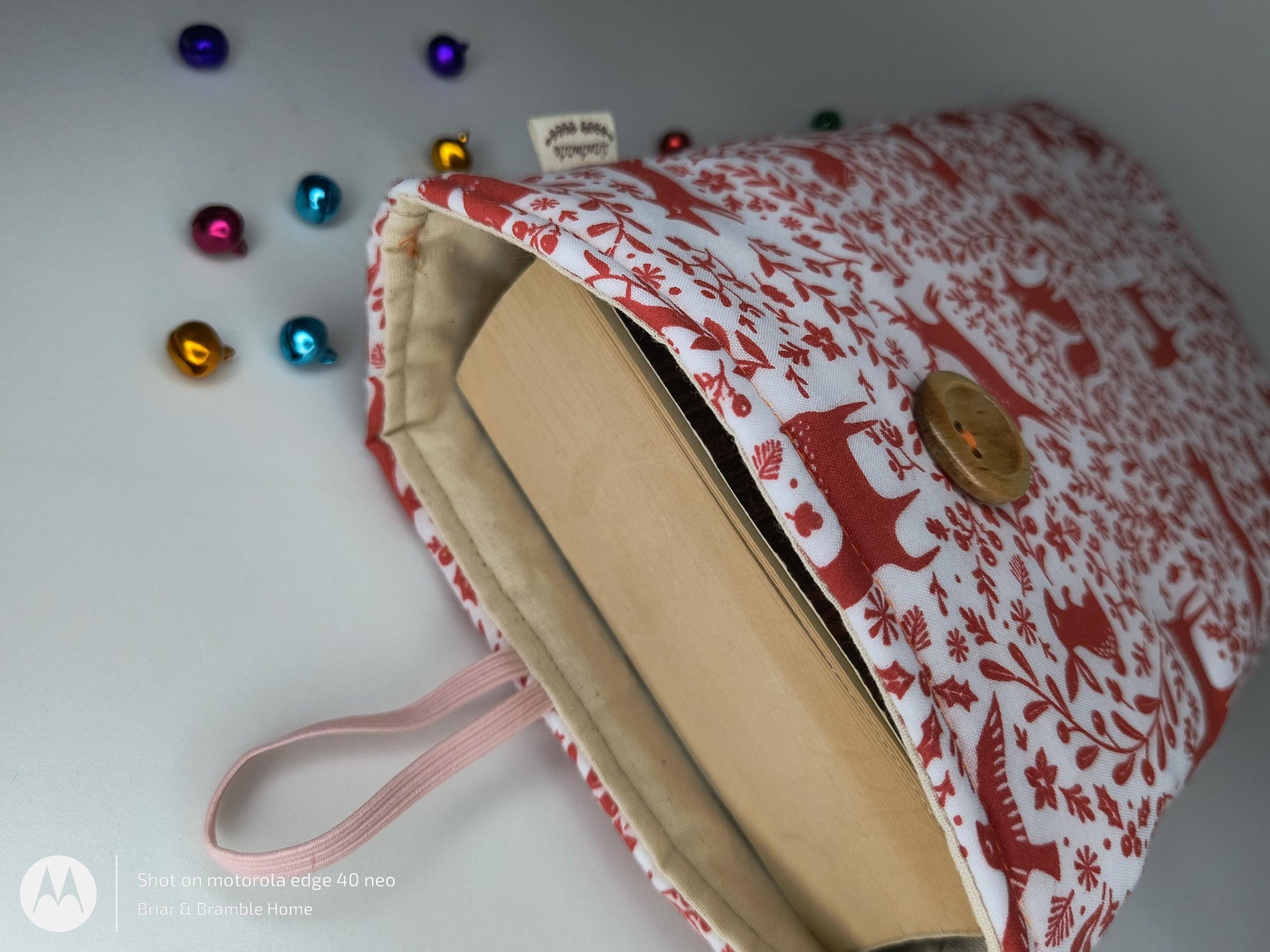 Festive Padded Book Sleeve: Winter Animals Print, Reader Gift