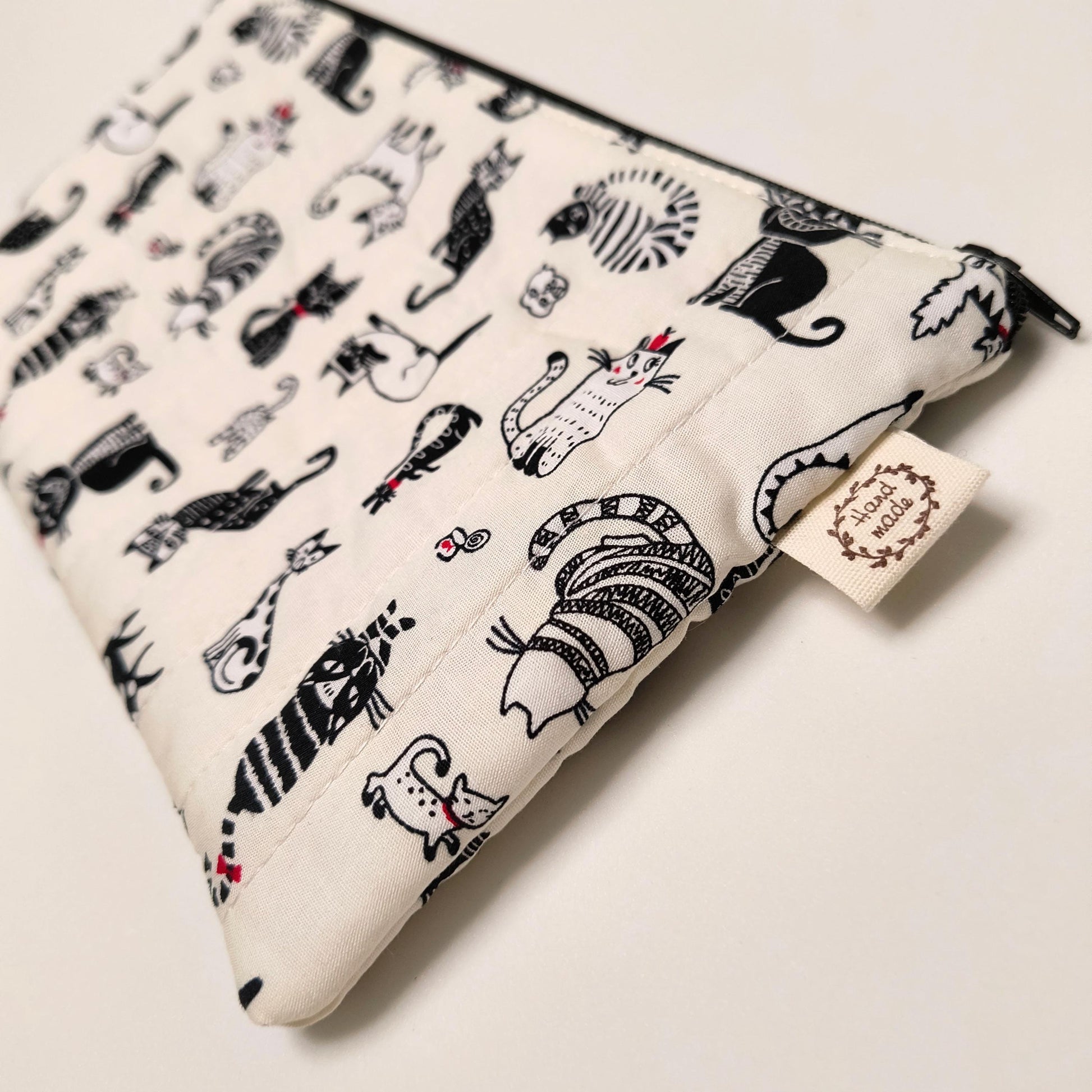 Handmade Cat Print Pencil Case: Quilted Cotton Pen Pouch