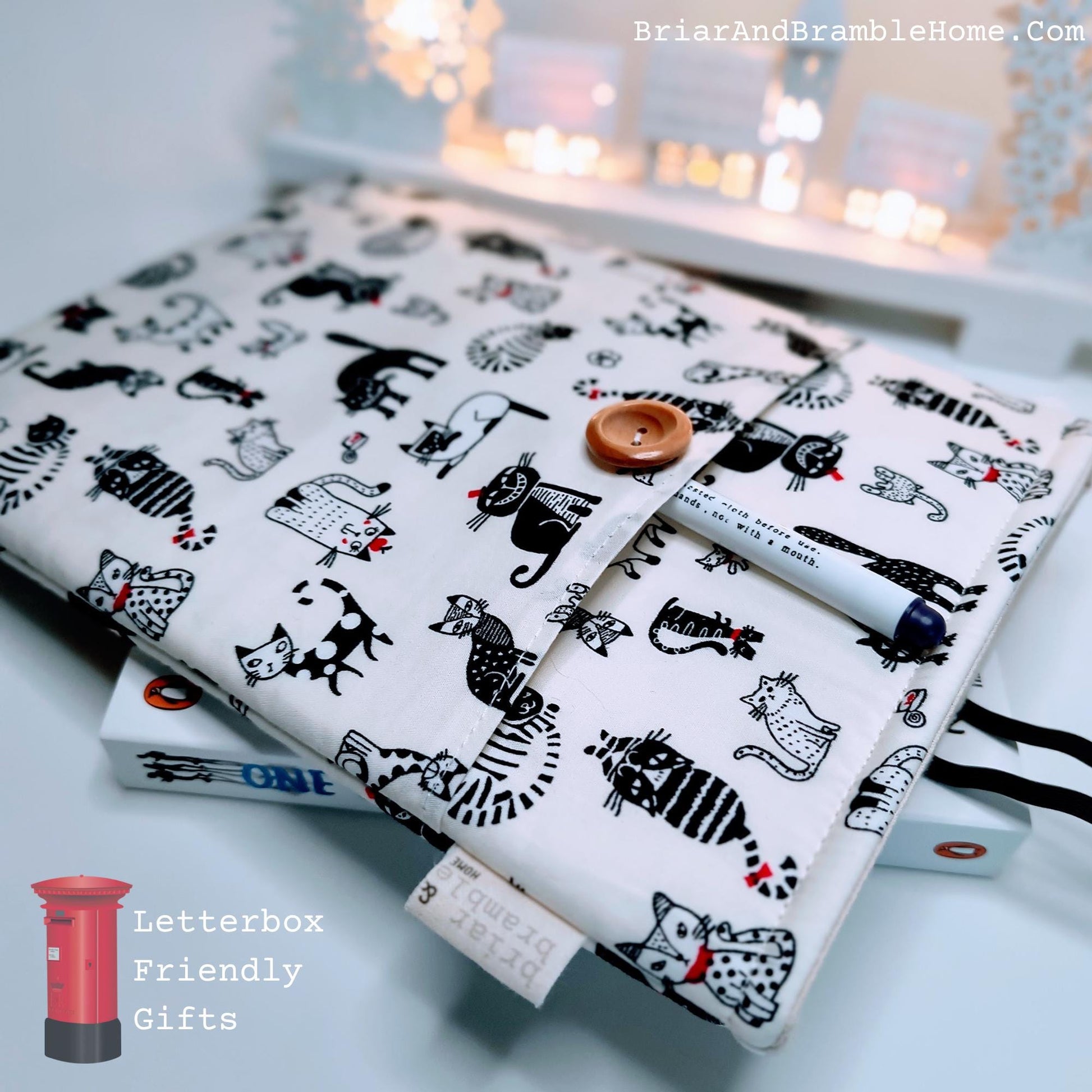 Cat Book Sleeve with Pocket: Padded Kindle Cover, Bookworm Gift