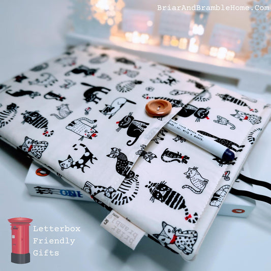 Cat Book Sleeve with Pocket: Padded Kindle Cover, Bookworm Gift