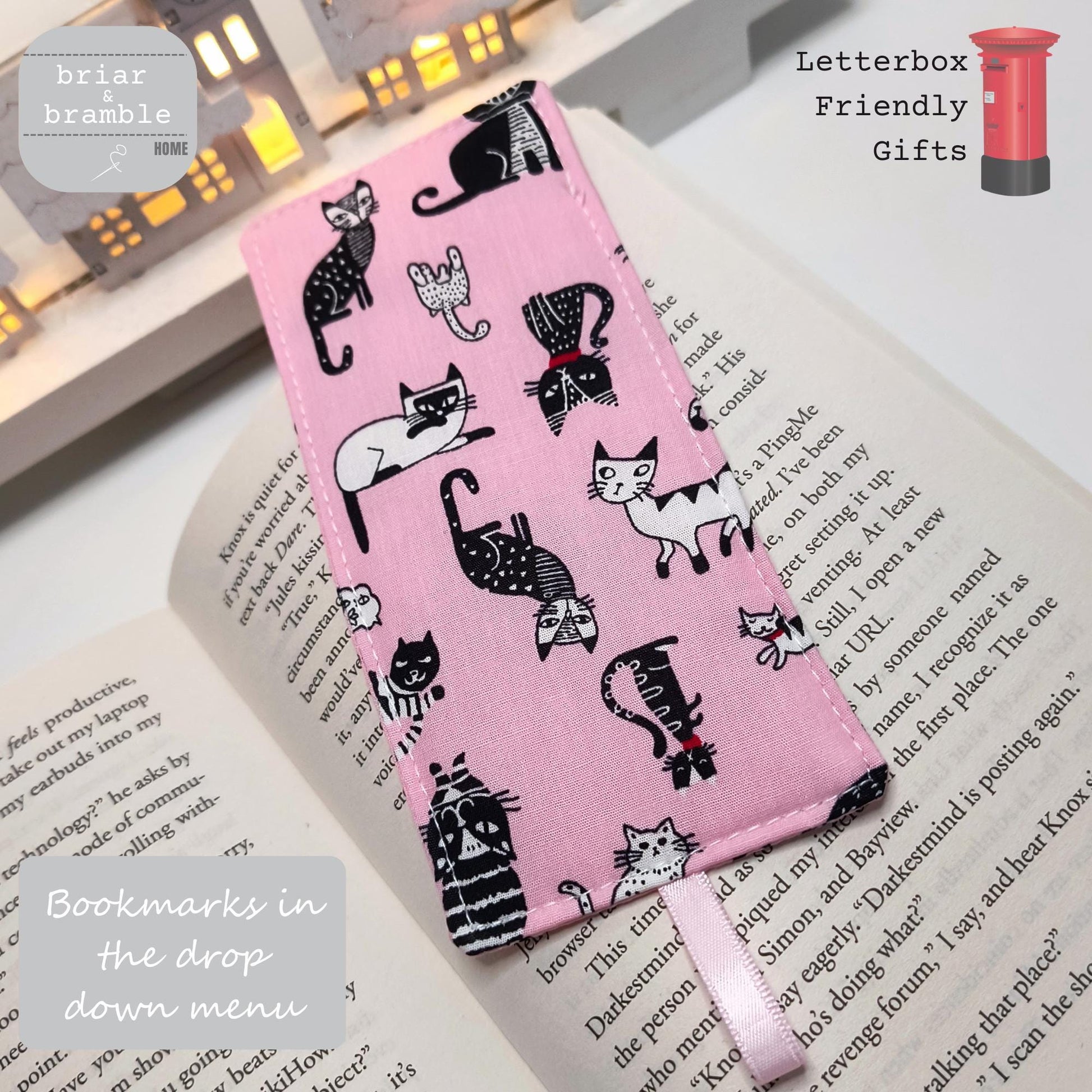 Pink Cat Book Sleeve: Padded Kindle Cover, Bookworm Gift