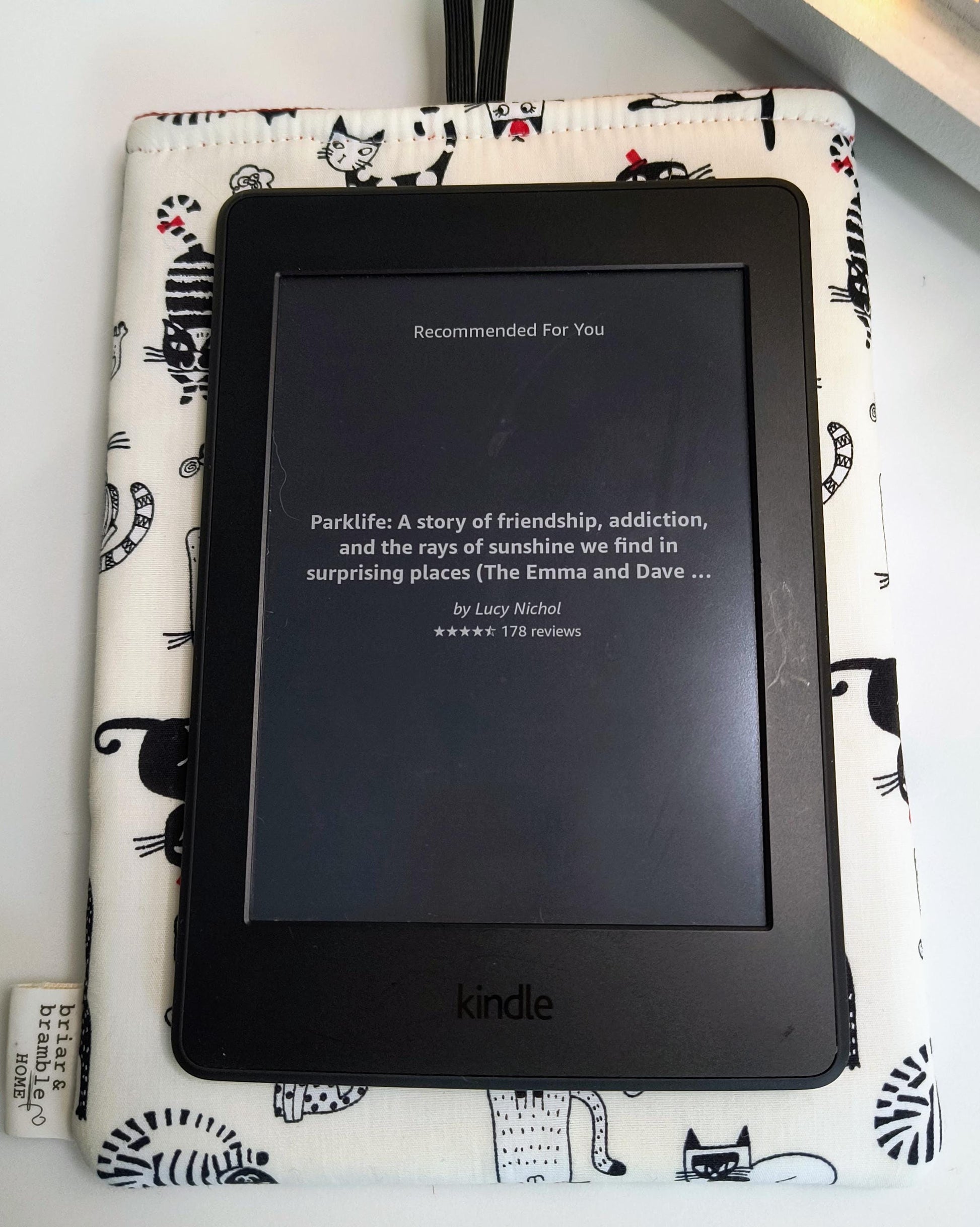 Cat Print Padded Kindle Sleeve with Pocket