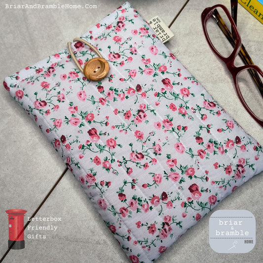 Quilted Kindle Sleeve: Pink Rose eReader Pouch