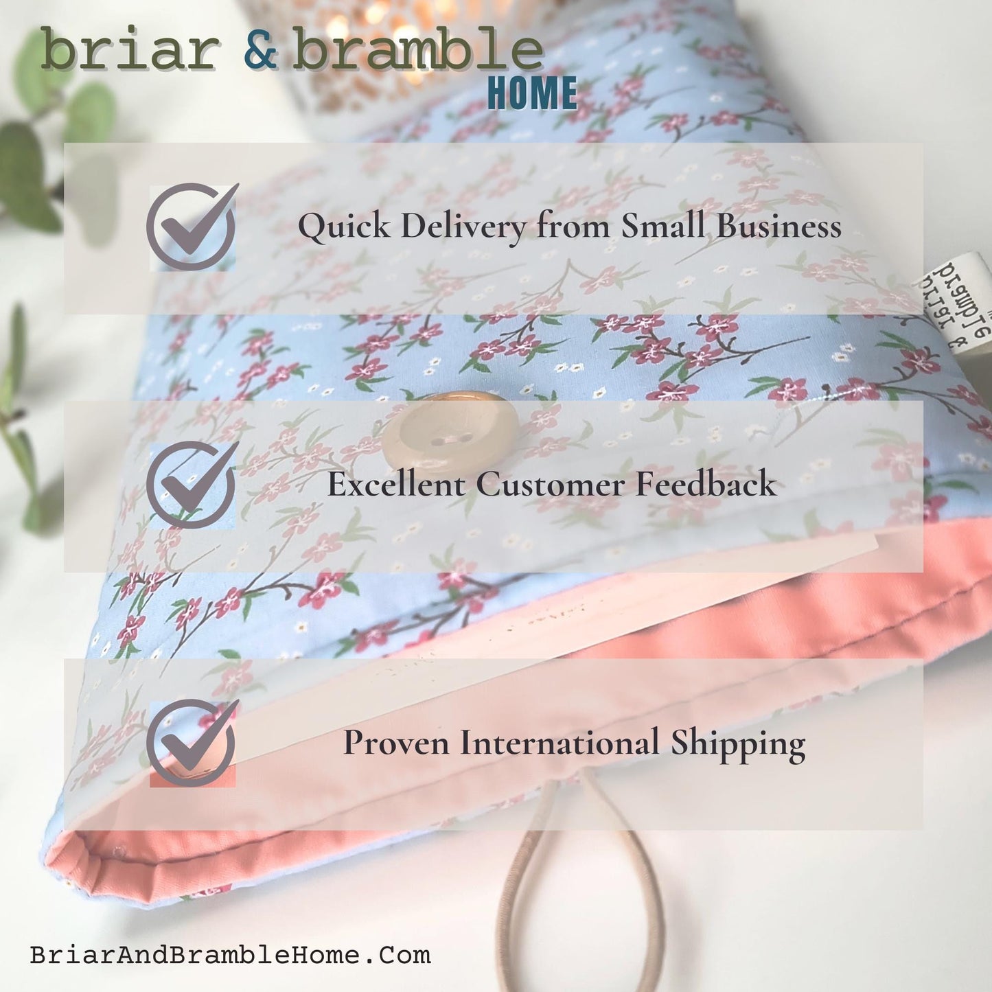 Floral Book Sleeve: Blue Daisy Padded eReader Case