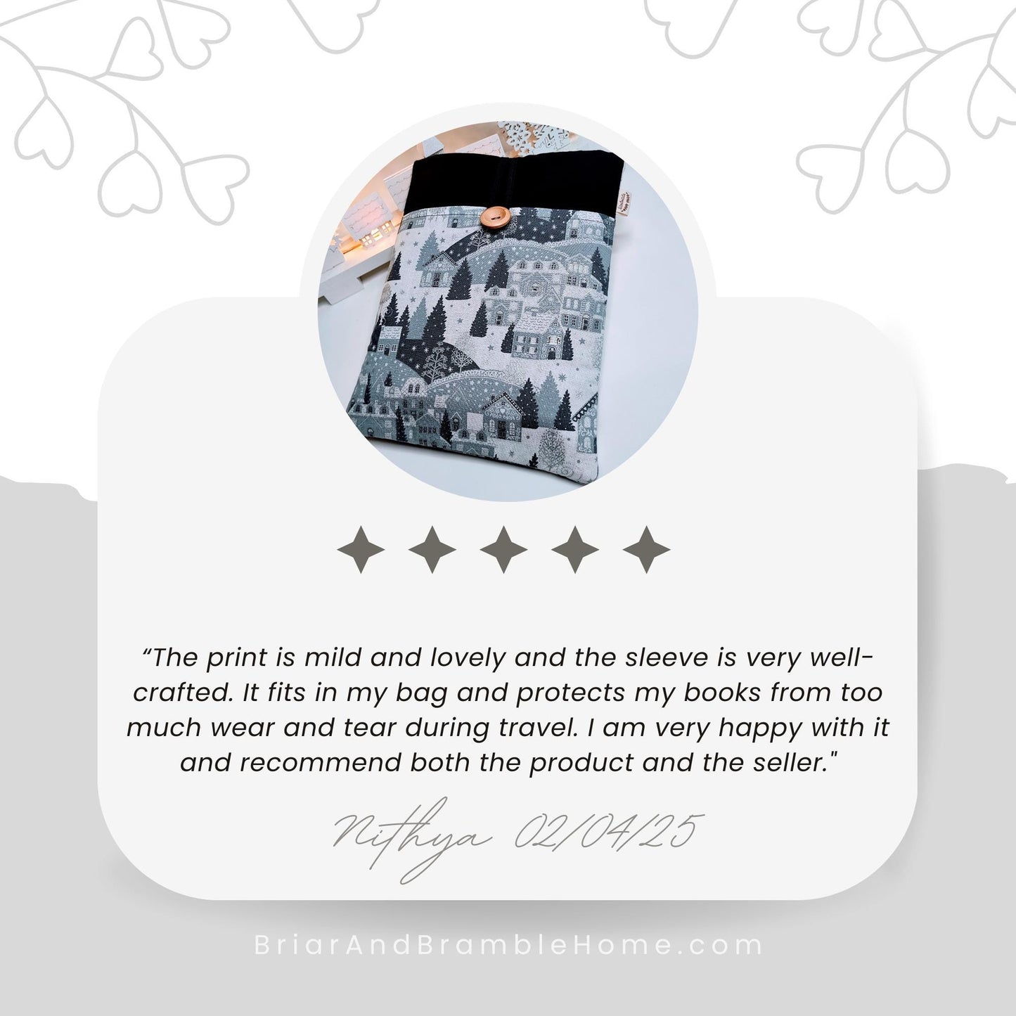 Scandi Christmas Book Sleeve: Padded Winter Village eReader Case