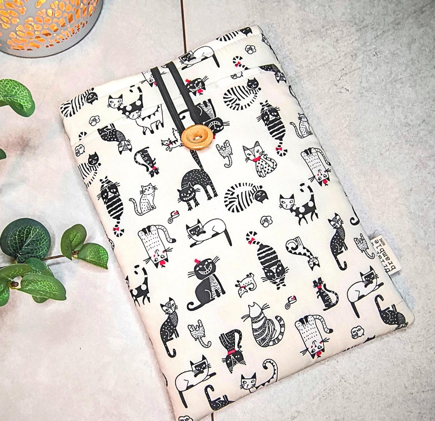 Cat Book Sleeve with Pocket: Padded Kindle Cover, Bookworm Gift
