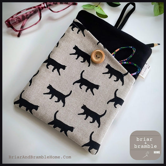 Cat Print Kindle Cover: Padded Cotton eReader Sleeve
