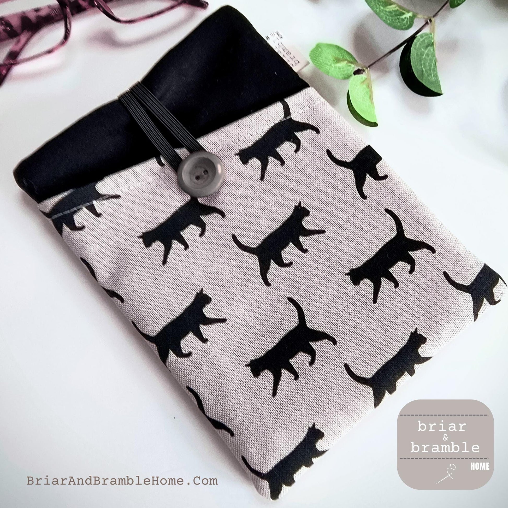 Cat Print Kindle Cover: Padded Cotton eReader Sleeve