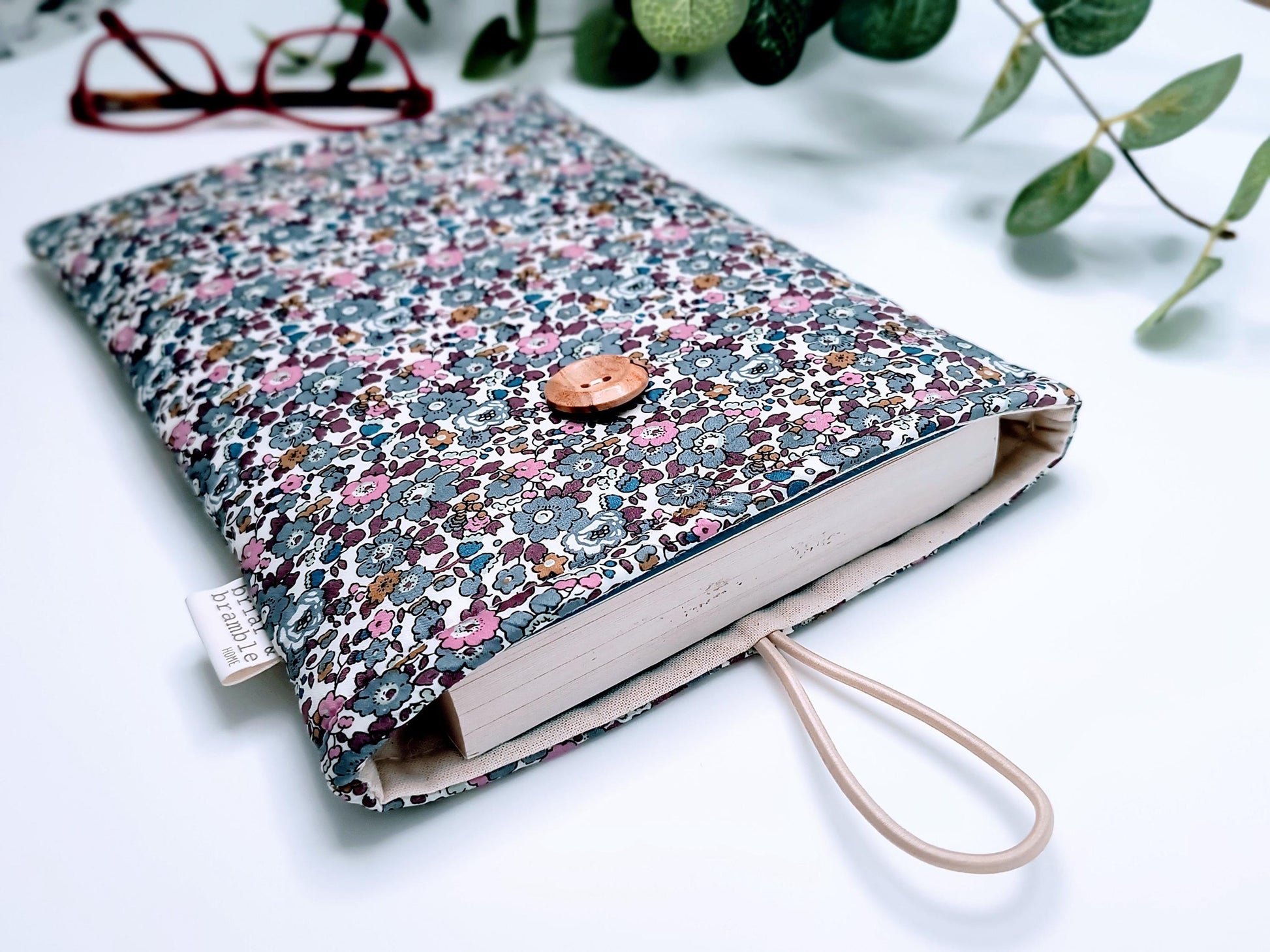 Liberty Print Book Sleeve: Grey Floral Reading Cover