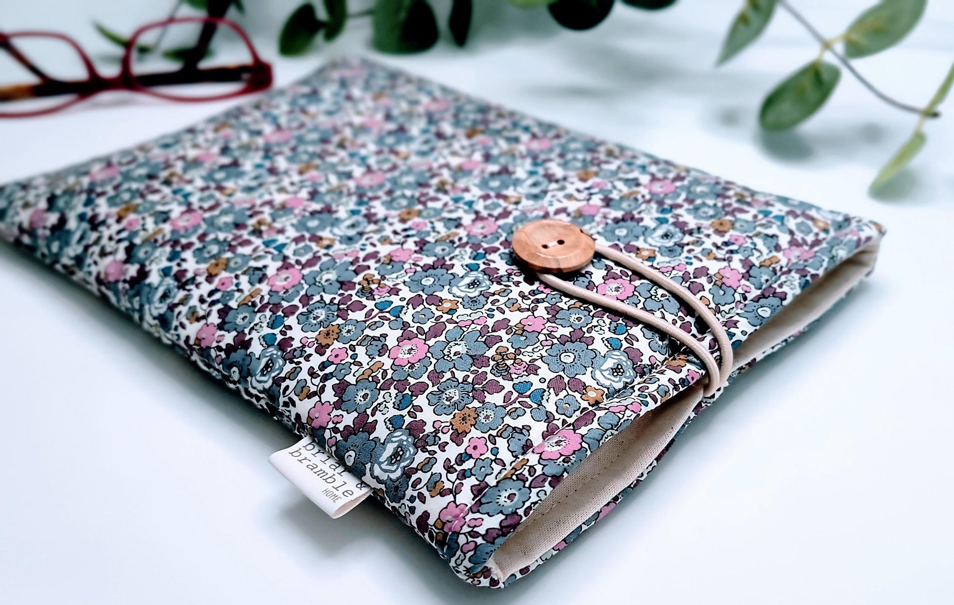 Liberty Print Book Sleeve: Grey Floral Reading Cover
