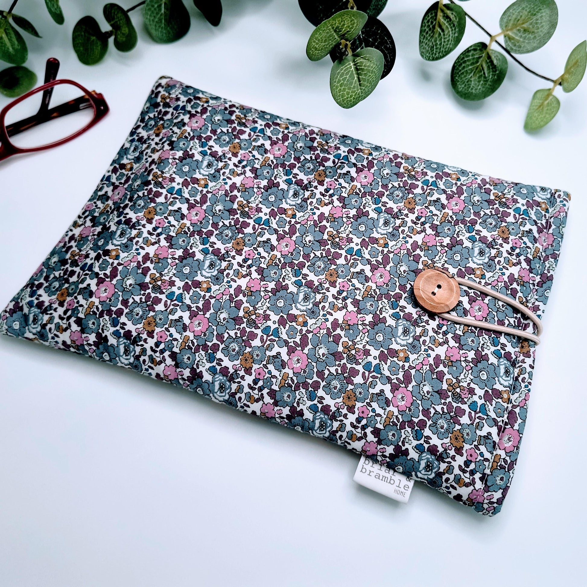 Liberty Print Book Sleeve: Grey Floral Reading Cover
