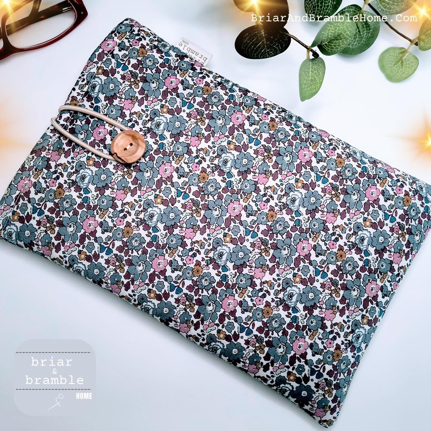 Liberty Print Book Sleeve: Grey Floral Reading Cover