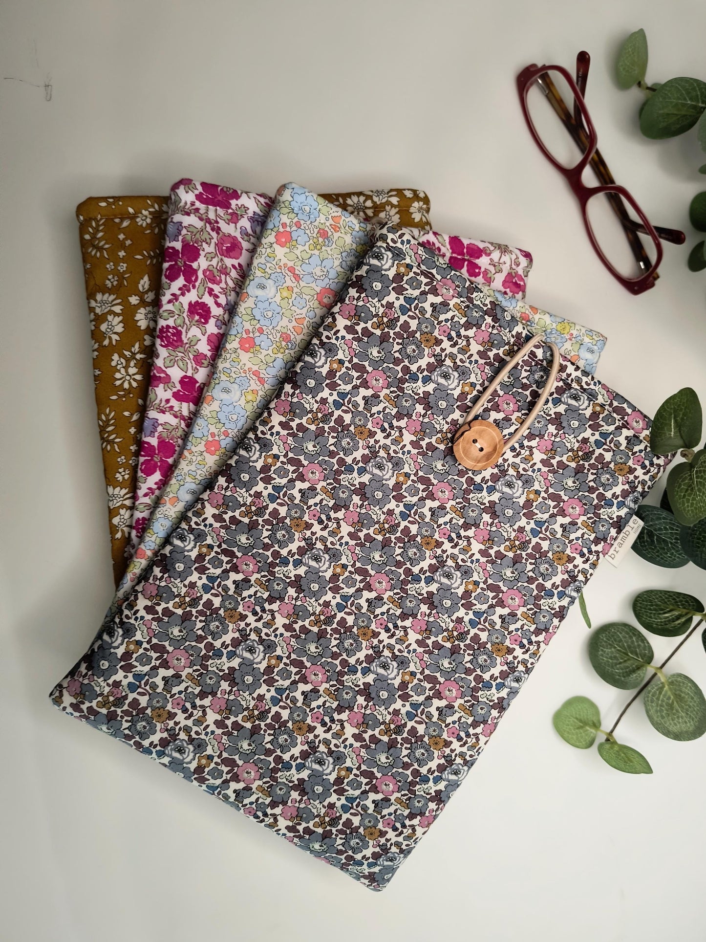 Liberty Print Book Sleeve: Grey Floral Reading Cover
