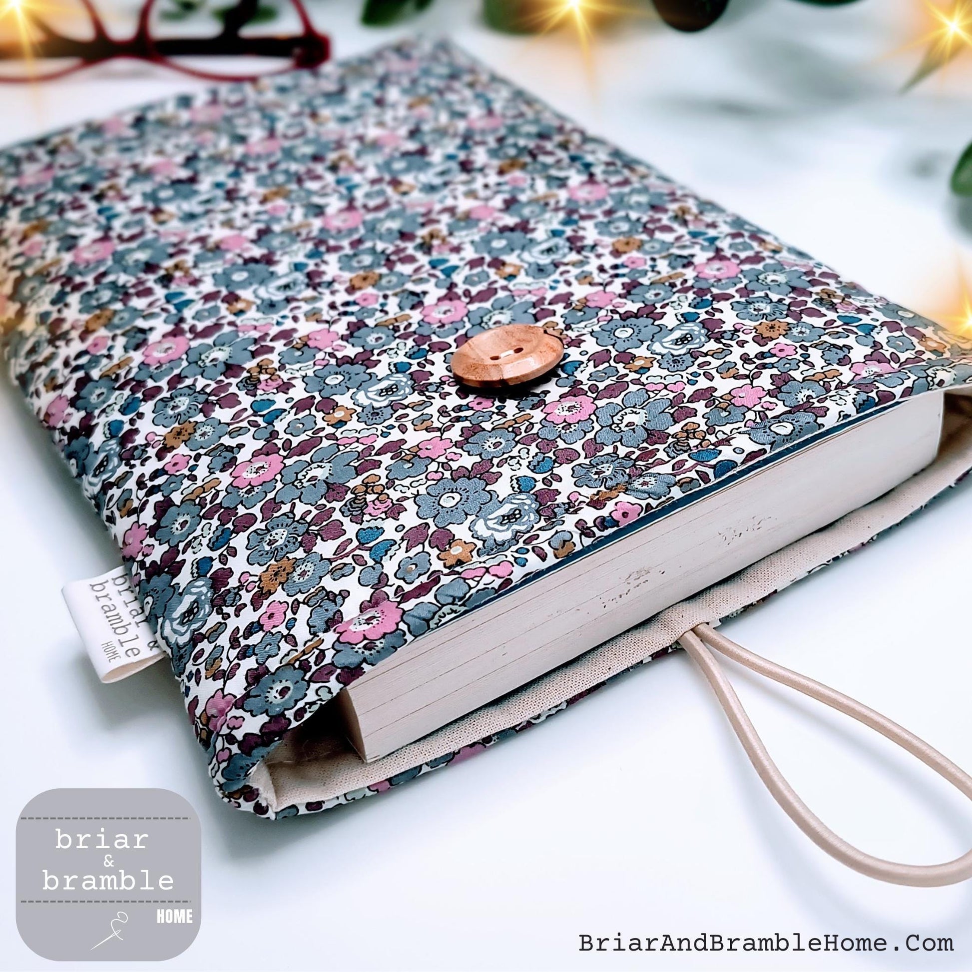 Liberty Print Book Sleeve: Grey Floral Reading Cover
