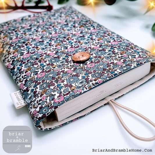 Liberty Print Book Sleeve: Grey Floral Reading Cover
