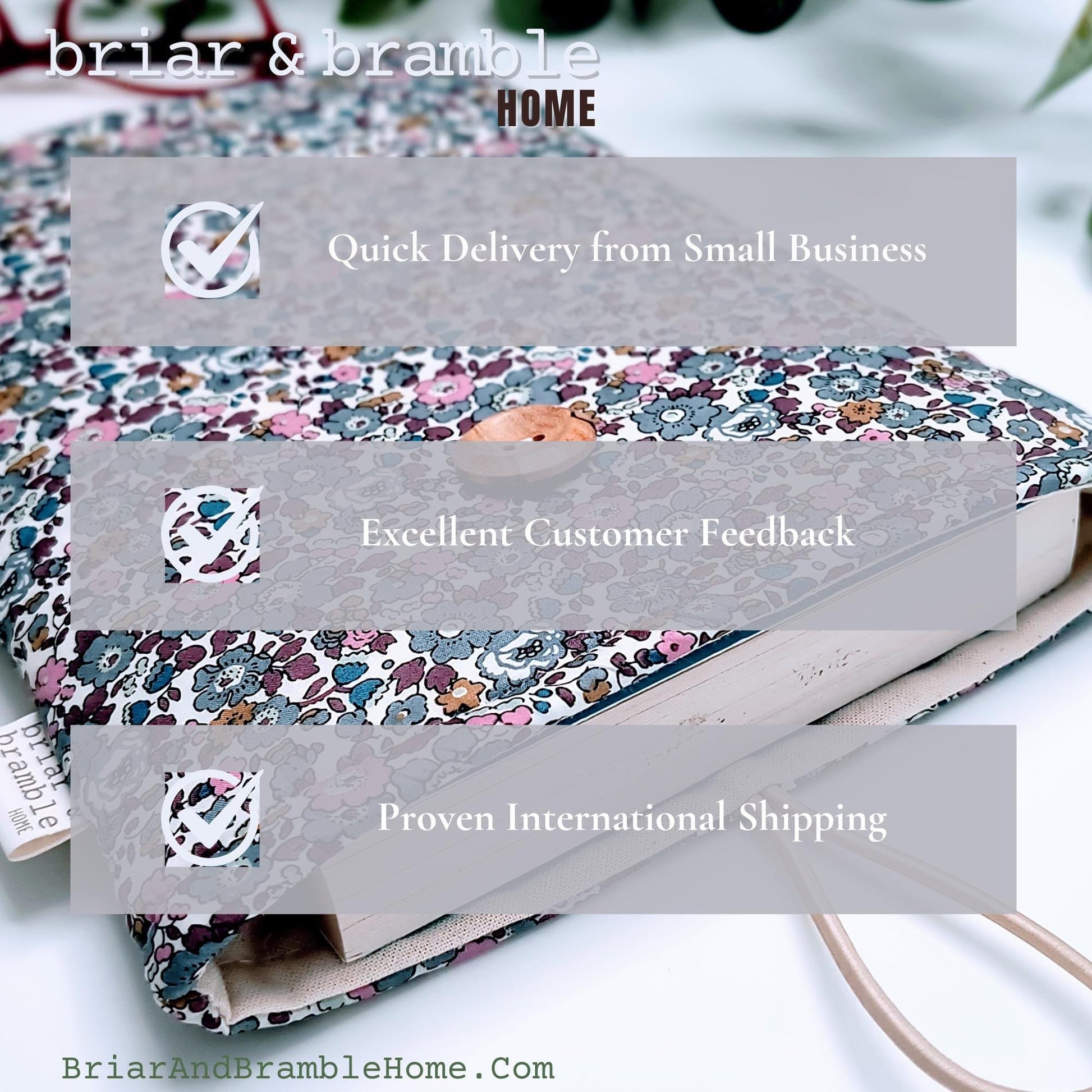 Liberty Print Book Sleeve: Grey Floral Reading Cover