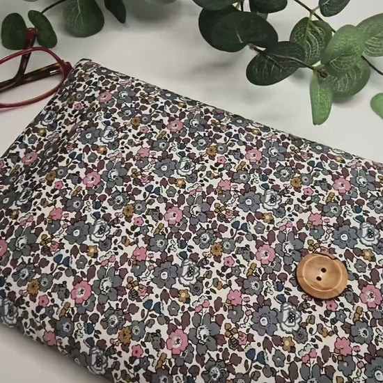 Liberty Print Book Sleeve: Grey Floral Reading Cover