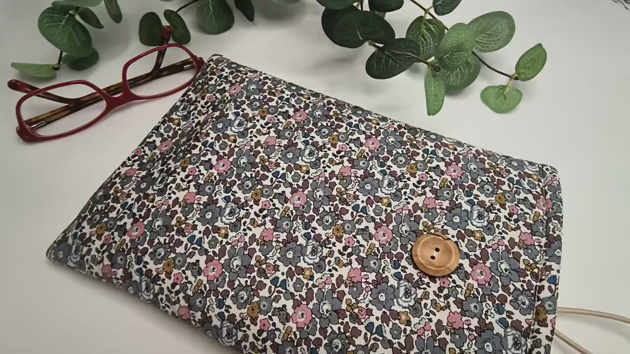 Liberty Print Book Sleeve: Grey Floral Reading Cover