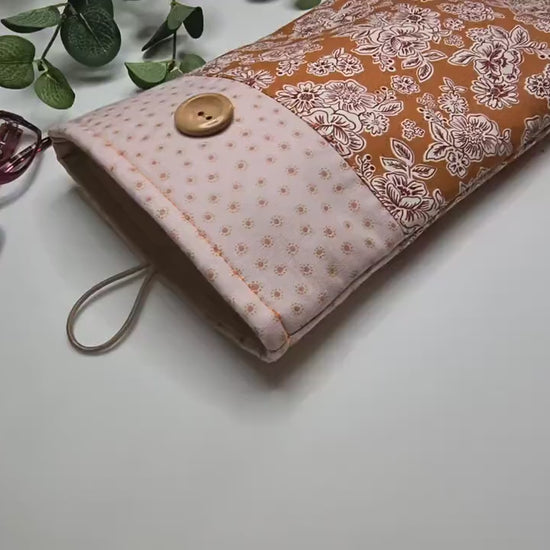 Peach Fuzz Floral Padded Book Sleeve: Cotton Kindle Cover