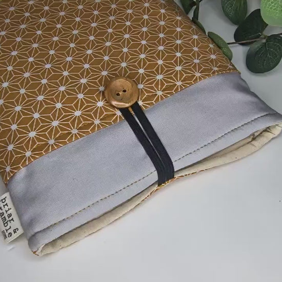Geo Print Book Sleeve: Padded Book Protector with Pocket