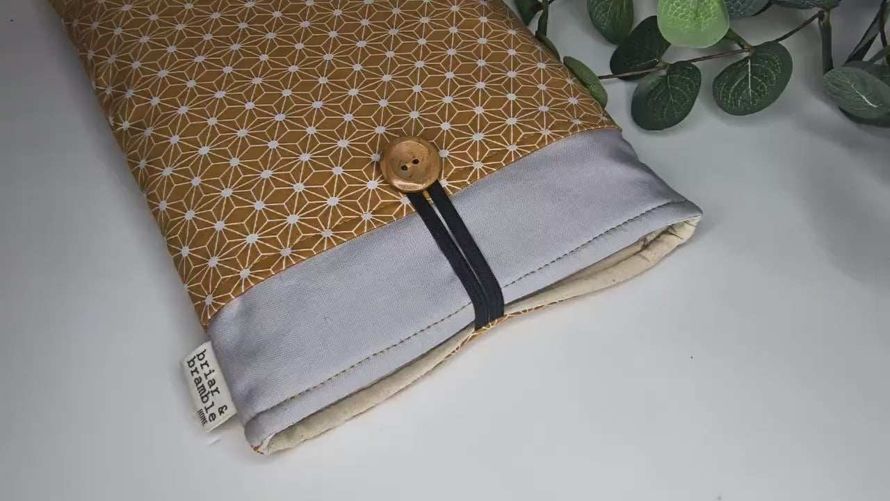 Geo Print Book Sleeve: Padded Book Protector with Pocket