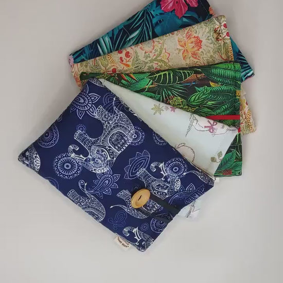 Elephant Print Passport Holder: Cotton Travel Wallet, Handmade