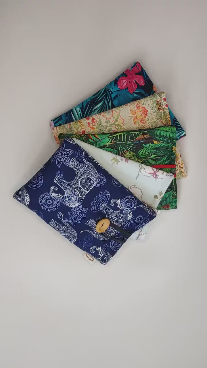 Elephant Print Passport Holder: Cotton Travel Wallet, Handmade