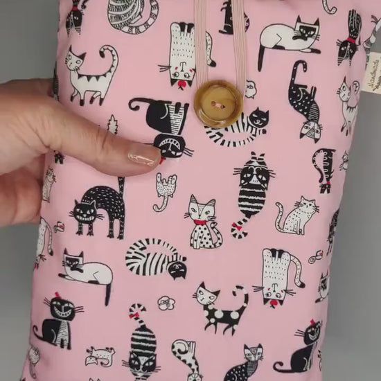 Pink Cat Book Sleeve: Padded Kindle Cover, Bookworm Gift