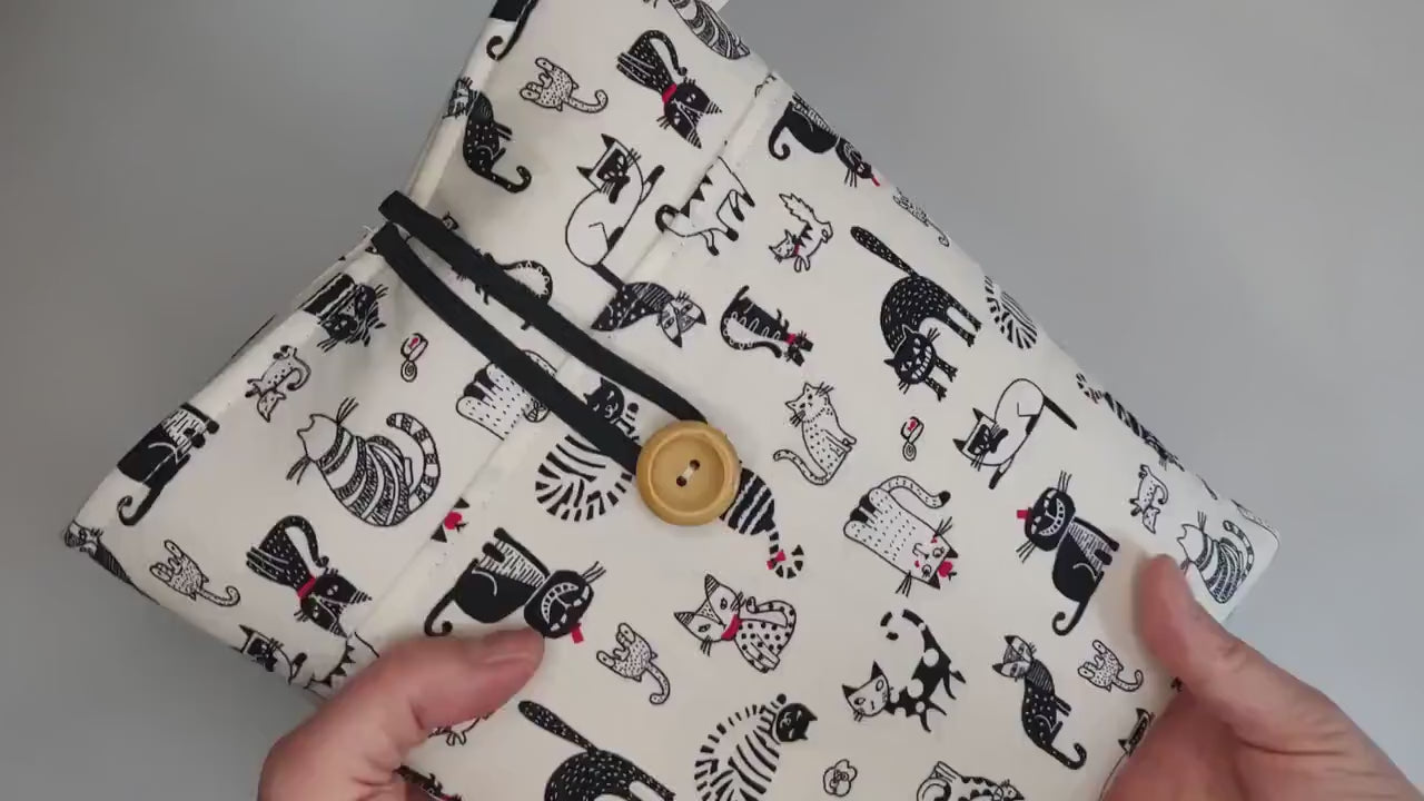 Cat Book Sleeve with Pocket: Padded Kindle Cover, Bookworm Gift