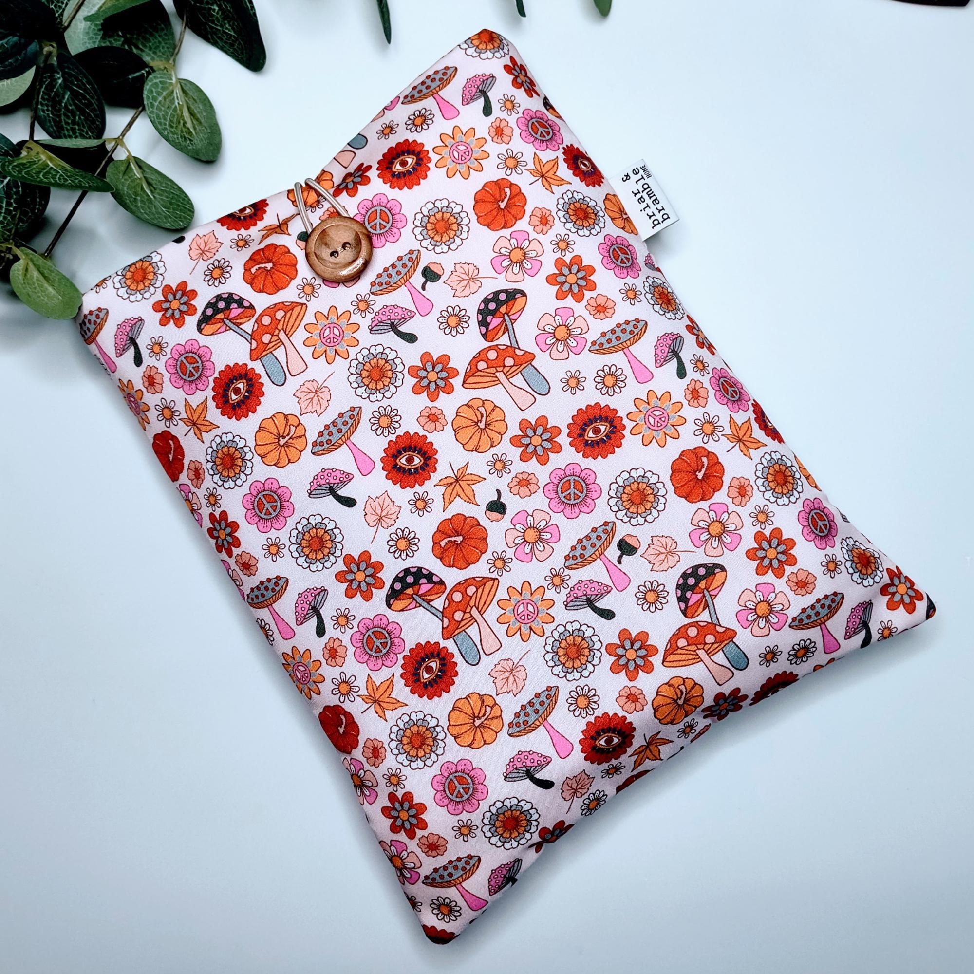 Mushroom Print Book Sleeve -  Accessories for Thoughtful Readers or Soft Academics