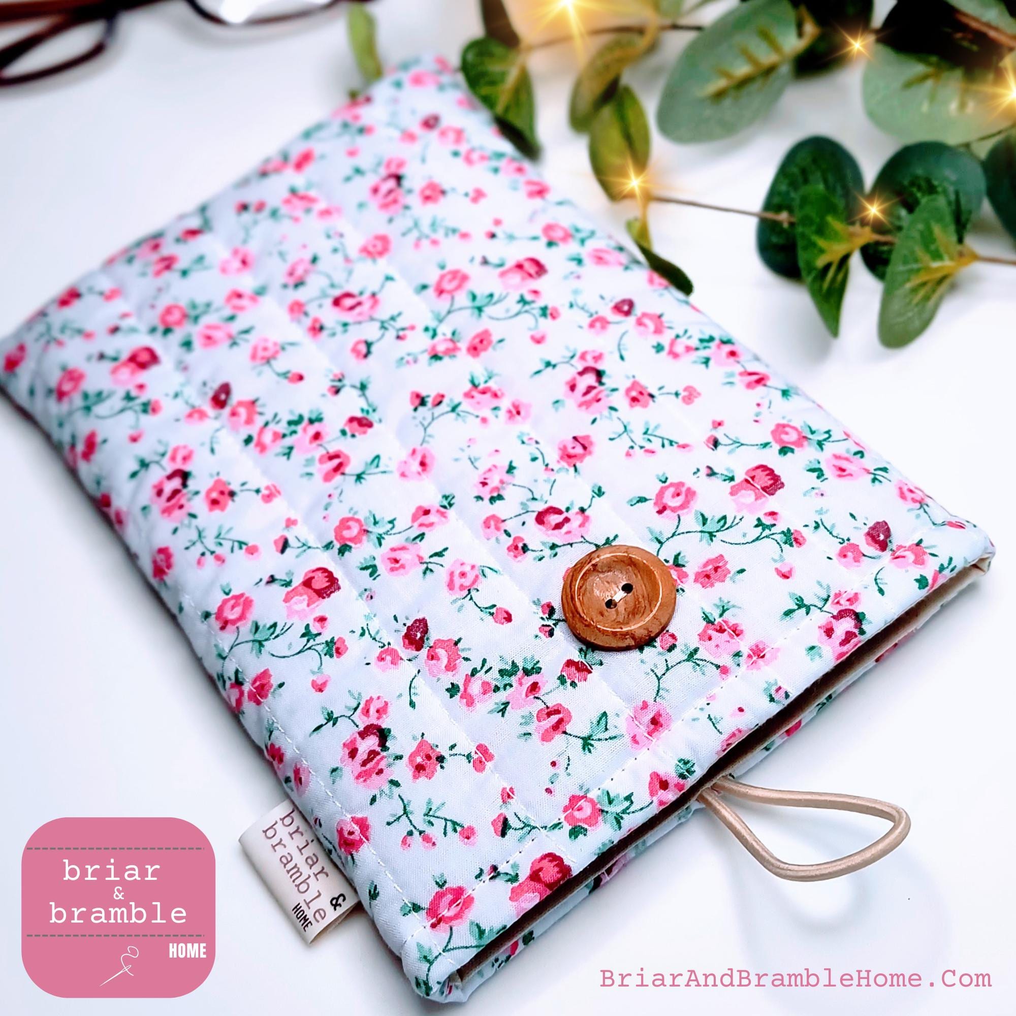 Quilted Kindle Sleeve: Pink Rose eReader Pouch